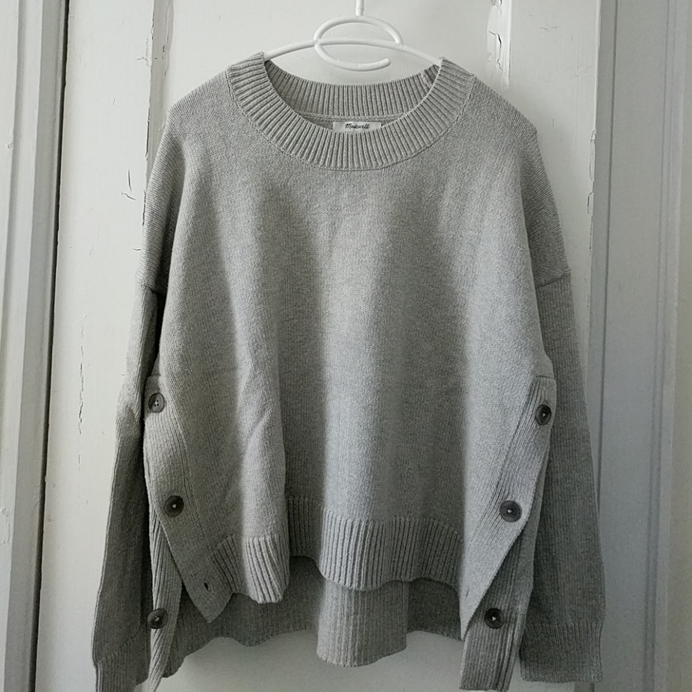Madewell Side-Button Sweater Light Grey L